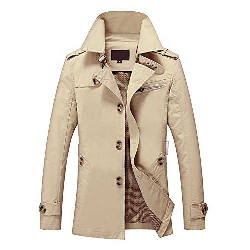 Classic Stylish Trench Coat Men Lightweight Winter Outwear Windbreaker Outdoor Casual Overcoats With Pockets Trench Jacket Single Breasted Pea Jacket Mid Length Work Jacket L-4Xl