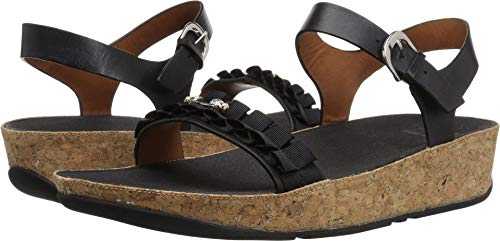 Womens Ruffle Back-Strap Open Toe Sandals