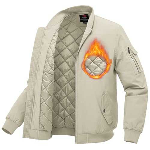 BASUDAM Men's Quilted Bomber Jacket Waterproof Insulated Casual Down Alternative Warm Fall Winter Coat