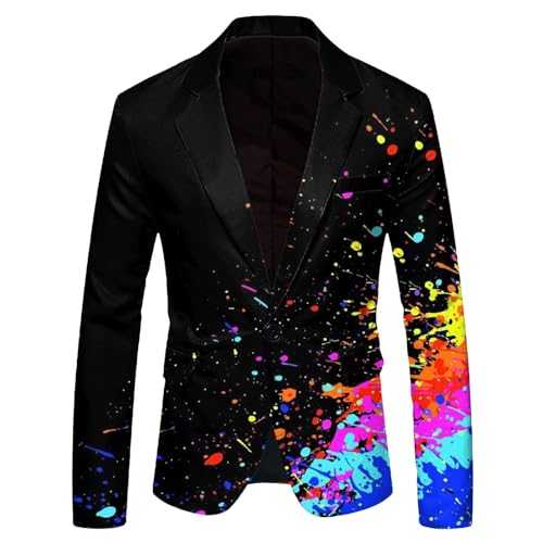 Homecoming Suits for Men Mens Fashion Leisure Carnival Printed Pocket Suit Light Tux