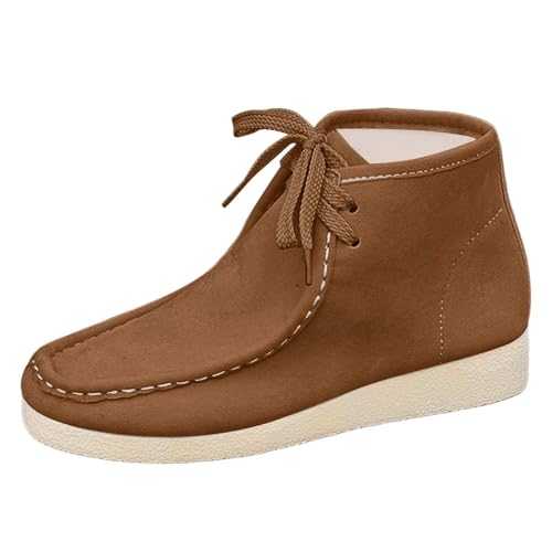 Women Leather Boots Low Heel Non-Slip Chunky Ankle Boots for Women Ladies Low Heel Suede Ankle Boots Flat Boots for Women UK Ankle Boots for Women Low Heel Wide Fit