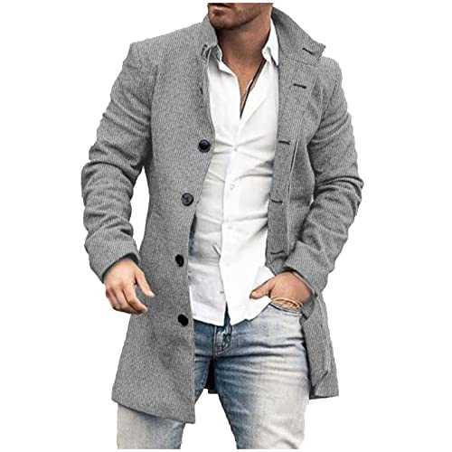 HAOLEI Winter Jackets for Men UK Sale Clearance, Mens Short Trench Coat Wool Winter Peacoats Single Breasted Lapel Casual Smart Business Overcoat Coat Outwear Size 10-20