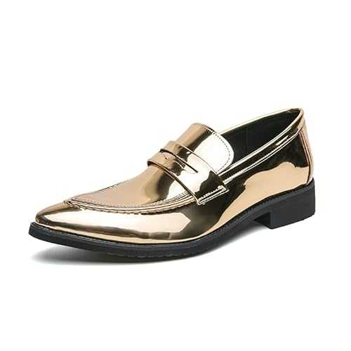 New Oxford Dress Shoes for Men Slip On Pointed Toe Vegan Leather Apron Toe Penny Loafer Rubber Sole Slip Resistant Anti-Slip Low Top Working
