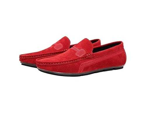 New Mens Loafers Shoe Faux Leather Stitching Details Suede Vamp Rubber Sole Comfortable Anti-Slip Resistant Prom Slip On