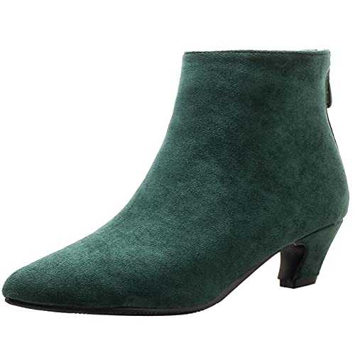 Women Pointed Toe Fashion Dress Chelsea Kitten Heels Winter Ankle Boots