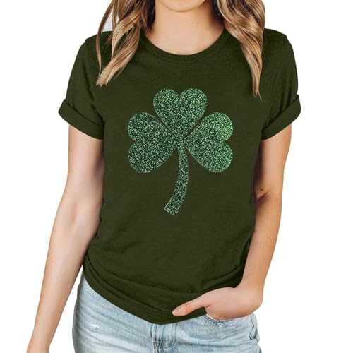 Oversized T Shirts for Women Clearance, Womens Tops Sale Summer Casual Loose Tee T-Shirt St Patricks Day Top Today's Deals Irish Shamrock T Shirt Short Sleeve Shirt Loose Fit Casual Tees Shirts