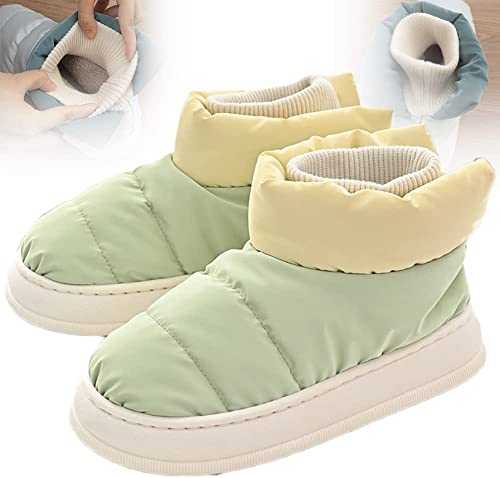 MUGUOY Women's Cozy Cloud Boots,Cute Winter Thick Warm High Top Snow Boots,Fleece Lined Platform Anti-Slip Waterproof Comfortable Ankle Boots for Home,Outdoor. (UK 6-7, Green)