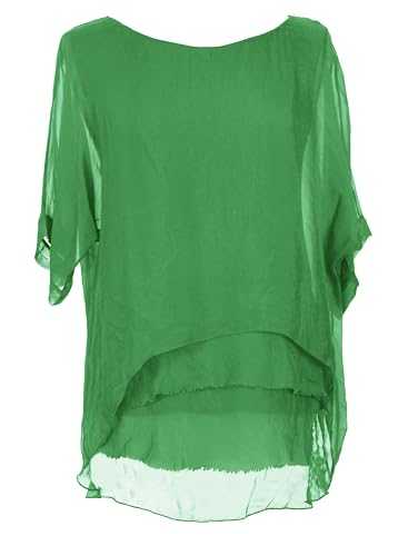 TEXTURE Ladies Womens Italian Lagenlook Short Sleeve Frill Frayed Hem Silk Tunic Top Blouse One Size
