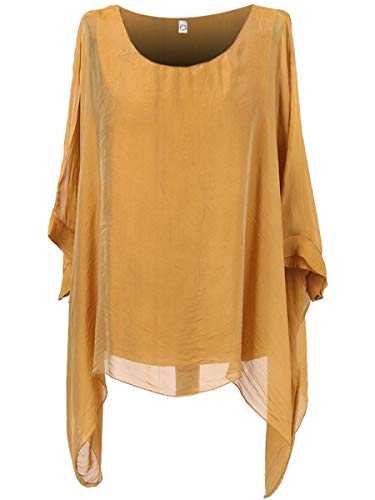 Storm Island Plain Italian Ladies Top Womens Batwing Silk Lagenlook Tunic Dress Top Plus Size