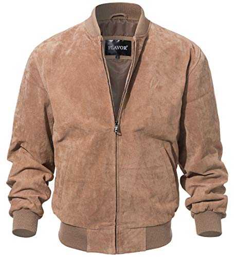 Men's Leather Baseball Bomber Jacket Vintage Suede Pigskin