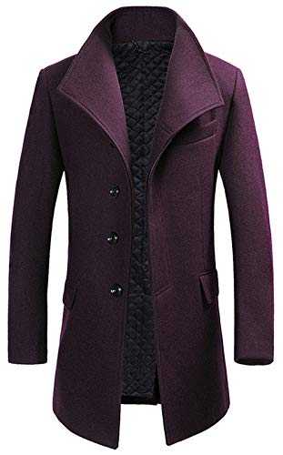 SSRSH Mens Trench Coat Long Slim Fit Wool Cashmere Coat Jacket Outerwear Trenchcoats Winter Warm Overcoat