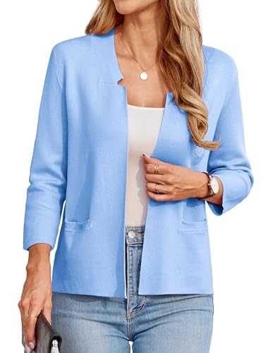 GRACE KARIN Womens Elegant 3/4 Sleeve Cardigans with Pockets Summer Cardigan Open Front Business Office Casual Bolero