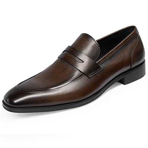 GIFENNSE Men's Dress Shoes Slip-On Loafers Formal Leather Shoes for Men