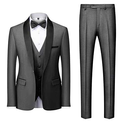 Men's Slim Fit 3 Piece Suit Single Breasted Jacket Blazer Vest Pants Set Wedding Prom Shawl Lapel Tuxedo Suits