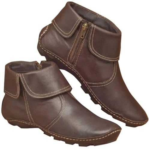 Flat Blue Ankle Boots Women - Leather Chelsea Boots Women Soft Comfortable Winter Boots For Women Casual Warm Snow Boots Women Anti-Slippery Ice Slip On Wide Fit Ankle Boots For Women Walking Boots