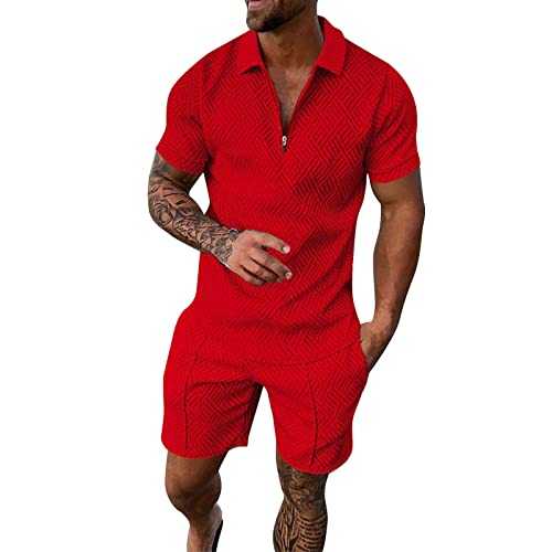 Men's Short Sleeve Polo Shirt & Shorts Set 2 Piece Summer Tracksuit Short Sleeve Polo Shirt and Shorts Set Casual Sport Suit Jogger Suit Exercise Fitness Sportswear Sweatshirts Sales Clearance