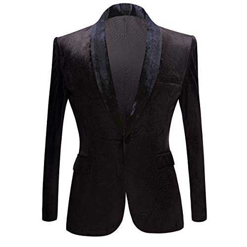PYJTRL Mens Fashion Velvet Suit Jacket Slim Fit Blazers