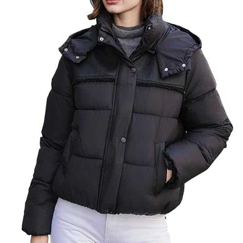 Winter Coats for Women UK Sale Puffer Jackets Zipper Short Quilted Jackets Slim Fit Down Padded Coat with Pocket Thickened Windproof Outerwear Clearance