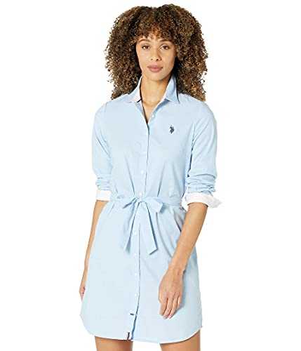U.S. Polo Assn. Long Sleeve Solid Stretch Oxford Dress