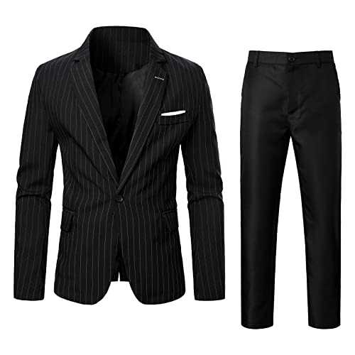 Men Suits Business Formal Wedding Prom Graduation Casual Premium Stretch Stripes Slim Fit Classic Fit Tuxedo and Pants 2 Piece Three Piece Suit