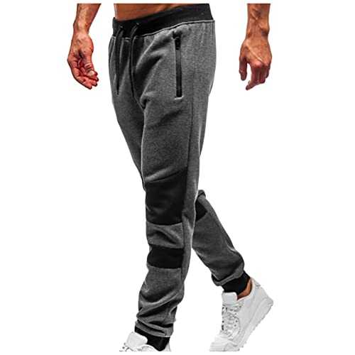 Jogging Bottoms Men Loose Fit | Tracksuit Bottoms Sweatpants with Zipper Stretch Training Trousers | Athletic-fit Workout Trousers Straight Leg Drawstring Trousers | Comfort Flat Front Track Pants