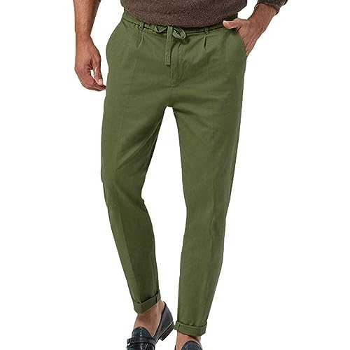 Men’s Tapered Chino Pants Slim Fit Khaki Pants Summer Beach Trousers Casual Suit Trousers Lightweigh Business Trousers Plain Wrinkle-Resistant Pant Hidden Expandable Waistband Drawstring Pants XXXL
