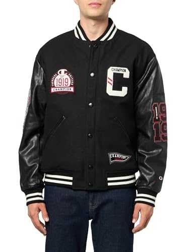 Champion Men's Letterman Varsity Bomber Jacket with Patches