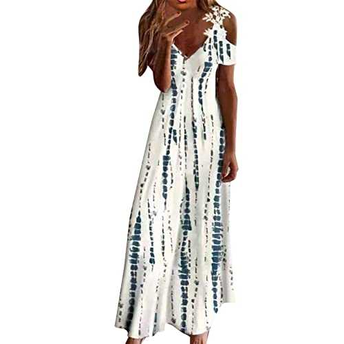 Skang long dresses for women UK Womens Fashion Casual Printing Lace Sling V Neck Fashion Printing Long Loose Dress swing dresses