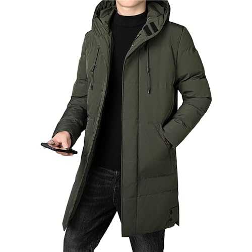 ZDJSWJ Men's Winter Windbreaker Long Down Jacket Waterproof Jacket Hooded More Quilted Down Jacket Thickened Quilted Warm Down Jacket