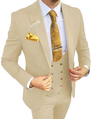 Mens 3 Piece Suits Slim Fit Suits for Men Double Breasted Suit Mens Blazer Vest Pants for Men Wedding Prom