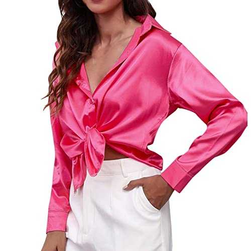 2026 Satin Shirt Women's Satin Imitation Silk Long Sleeve Shirt European and American External Trade Border Women's Clothing Glitter Top