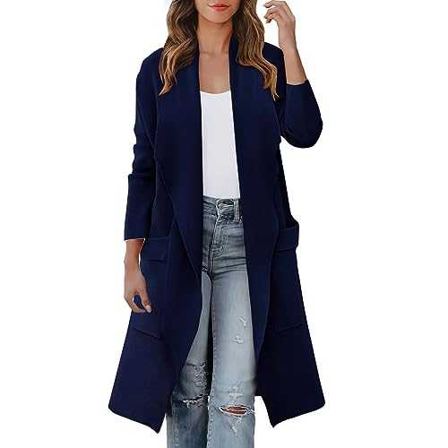 AMDOLE plus Size Long Coats for Women Wool Front Knit Pockets Long Cardigan Jackets Sweater Suede Coats for Women plus Size
