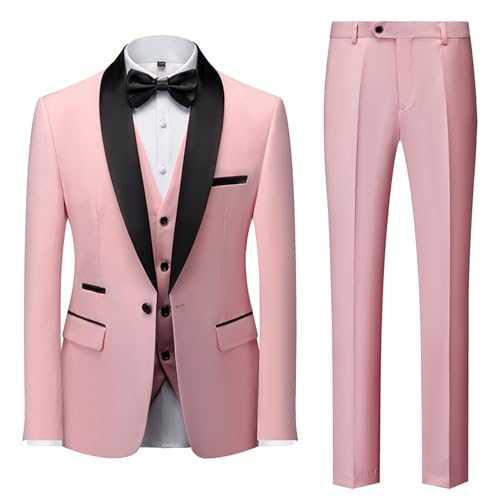 Men's Button Notched 3 Piece Suits Business Daily Slim Fit Suits Regular Single Breasted Party Blazer