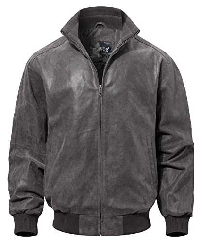 FLAVOR Men's Real Leather Bomber Casual Jacket