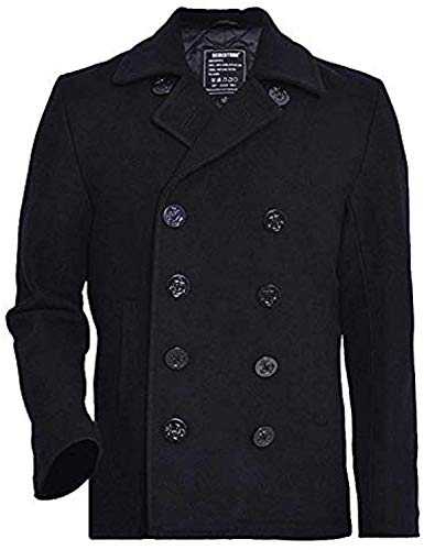 Seibertron Men's Woolen Coat US Navy Type 80% Wool USN Pea Coat