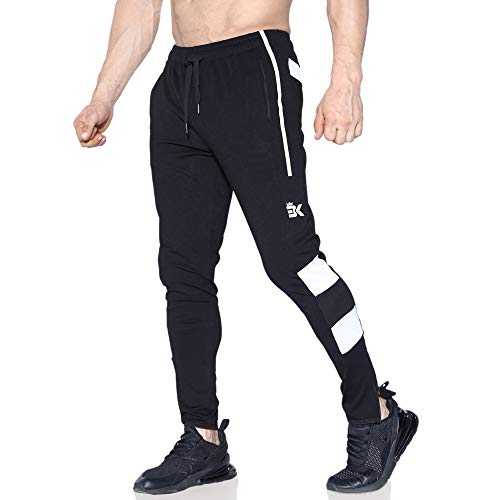 BROKIG Men's Panel Gym Joggers Trousers, Casual Running Tracksuit Bottoms Workout Sports Pants with Zip Pockets