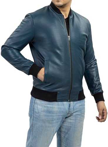 Jild Classical Single Piece Lambskin Leather Jacket Men - Everyday Wear Snap Tab Collar Men’s Motorcycle Leather Jacket