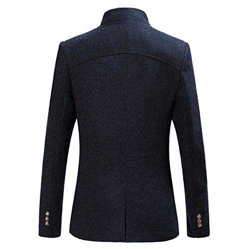 Men'S Stand Collar Blazer, High-Neck Slim-Fit Suit Jacket, Mandarin Collar Formal Blazer For Men, Button-Up Tailored Blazer, Men'S Stylish Collarless Coat, Modern Men'S High-Neck Dinner Jacket