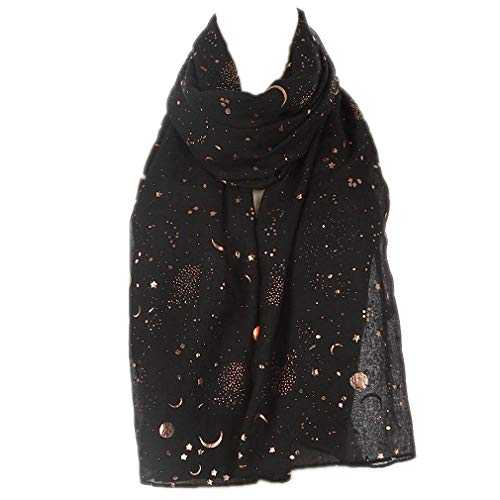 Tinpia Fashion Scarf for Women, Lightweight Colorful Shawl with Star Moon Pattern for Girls Ladies Women