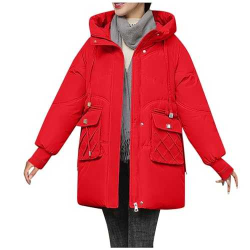 Puffer Jackets Women Womens Long Trench Coat Women's Hooded Warm Winter Coat Waterproof Coats for Women UK Cotton Padded Coats Fleece Jacket with NhsWomen
