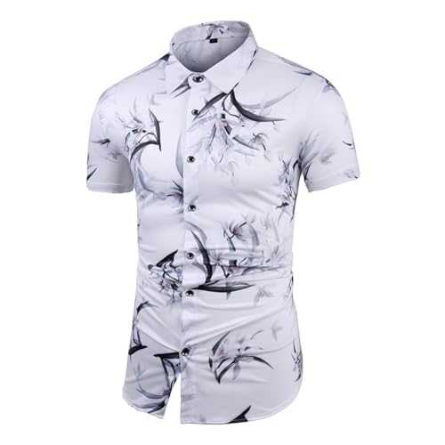 BERCIELY Men Beach Shirt Summer Pattern Design Hawaii Men Shirt Outdoor Print Travel Retro Men Casual Shirt Retro Loose Comfortable Men Flax Shirt