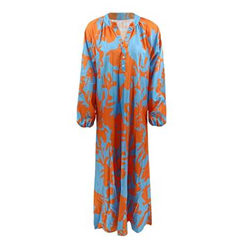 Summer Dresses Petite Women V Neck Sexy Loose Long Sleeved Printed Dress for Women Casual Dresses for Women Fall Long