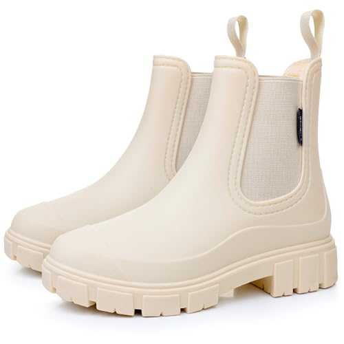 FOGOIN Wellington Boots Women Ankle Wellies Ladies Short Chelsea Booties Waterproof Rain Boots Slip-on