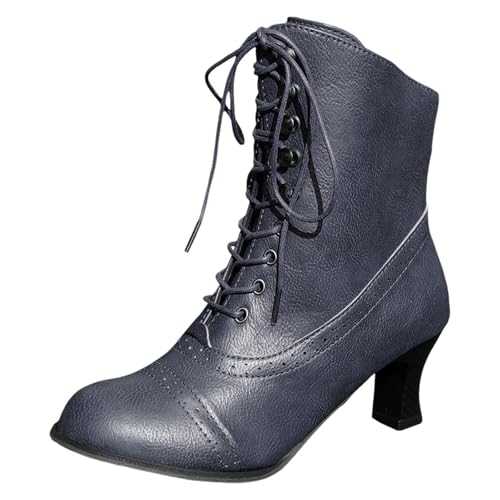 CEWIFO Womens Heeled Ankle Boot Leather Non-Slip Suede Boots Womens Winter Boots for Women UK Leather Black Low Heel Boots Womens Wide Fit Ankle Boots Black