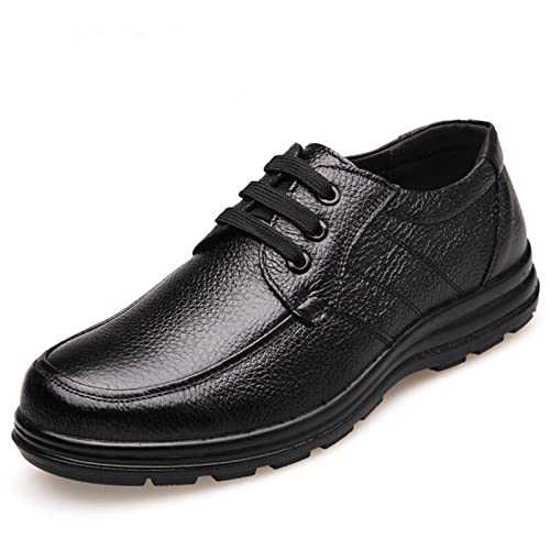 ETZRYSYB Mens leather shoes Men's Patent Leather Toe Cap Soft Non-slip Rubber Loafers Men's Casual Genuine Leather Shoes Size(Schwarz,8.5 UK)