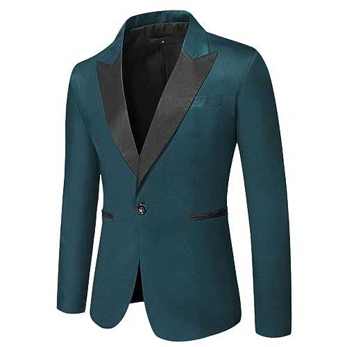 iTNHFP Mens One Button Blazer Casual Slim Fit Blazer Jacket Comfort Men Blazer Slim Fit Lapel Regular Fit Work Men's Suits & Blazers