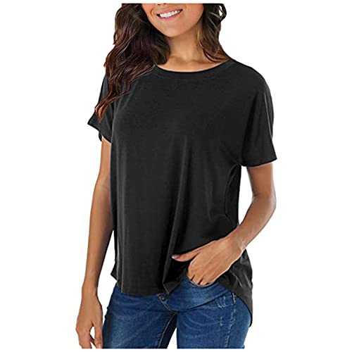 Women Blouse O Neck Travel Loose Top Women Extra Short Sleeve