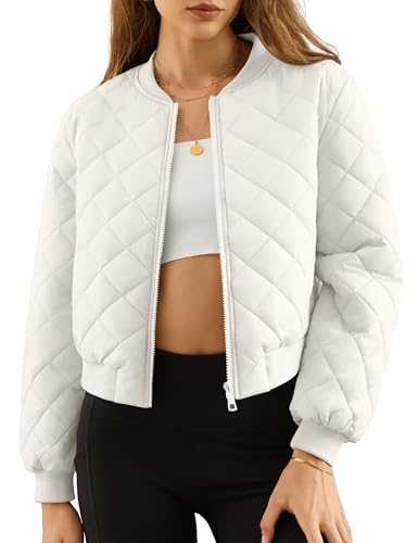 Fengbay Womens Quilted Jackets Full Zip Lightweight Bomber Jacket Long Sleeve Padded Jacket Casual Winter Warm Coats with Pockets