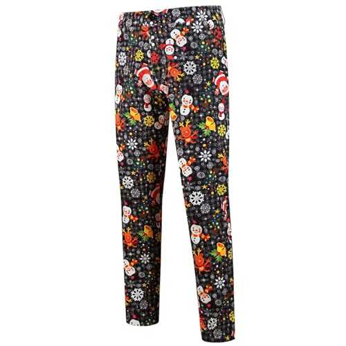 Foweknow Men's Christmas Suit Trousers, Fashionable Xmas Costume, Funny 3D Print Outdoor Trousers, Comfortable Leisure Trousers, Versatile Chino Trousers, Straight Leg Long Fabric Trousers, Streetwear