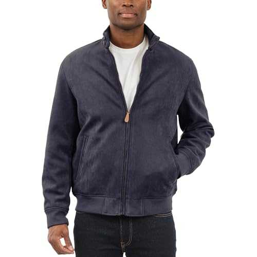 London Fog Men's Faux Suede Bomber Jacket